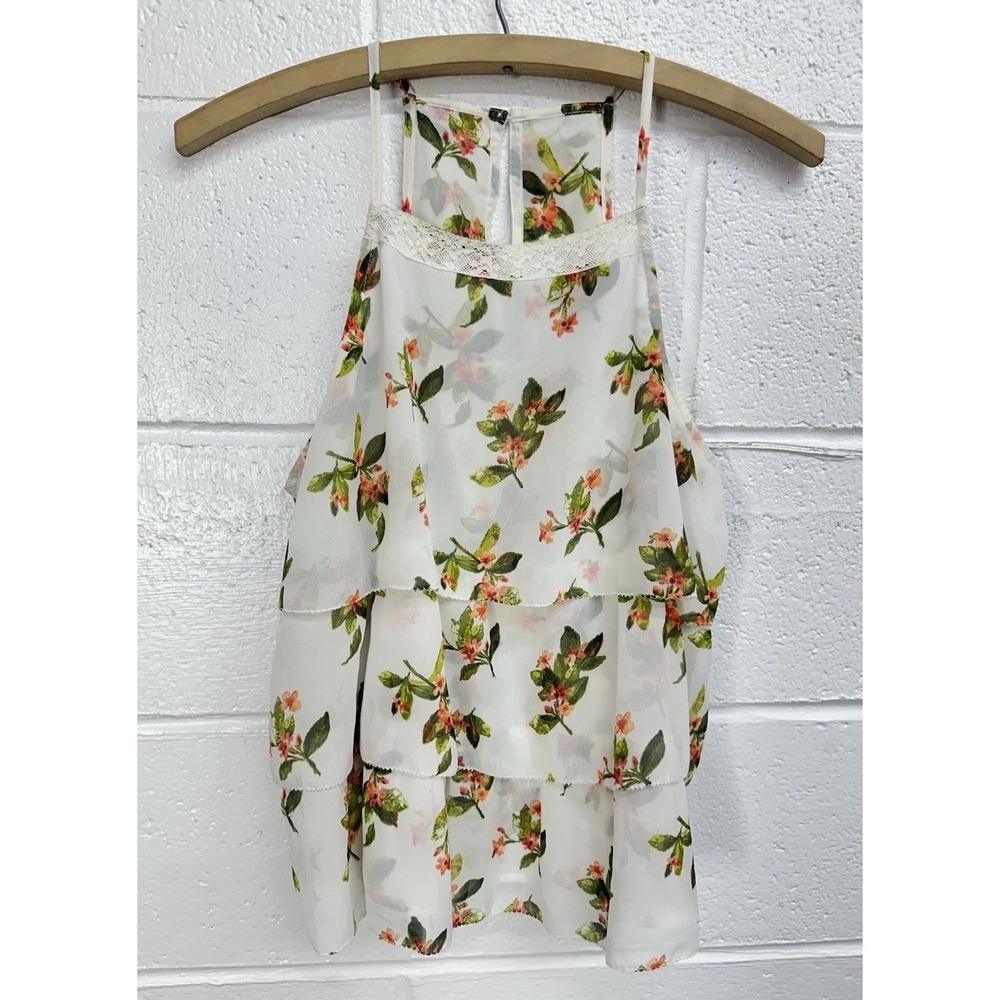 Abercrombie & Fitch Cami Top White Floral Layered Tiered / Women's‎ Small